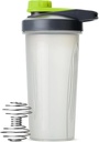 강선전도 모자, 28 oz, 회색/녹색, 철사 Whisk 공을 가진 단백질 혼합을 위한 펜 셰이커 병
