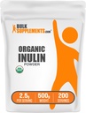 BulkSupplements.com 유기 Inulin 분말 - Inulin 보충, 수용성 섬유 분말 - Vegan & Gluten 무료 - 봉사 당 2.5g, 500g (1.1 파운드) (팩 1)