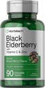 Horbaach Black Elderberry with Vitamin C and Zinc | 90 Chewable Tablets | 혼합 Berry 맛 | 면역 지원단 | 채식주의, 비 GMO 및 글루텐 무료 보충
