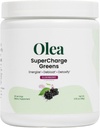 Olea Supercharge Greens – Bloat Relief & Clean Energy Support – Yerba Mate + Probiotics + Digestive Enzymes + Fiber – 추가되지 않음 – Gut Health Greens Drink for Daily Digestion