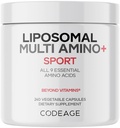 Codeage 다 Amino+ BCAA & EAA 보충교재, 모든 9개의 필수 아미노산, 자유로운 모양 분기된 사슬 아미노산 알약, 스포츠 보충교재, 전 & 포스트 운동, Liposomal 납품, Vegan, 240의 캡슐