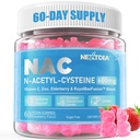 아이 & 성인을 위한 Nextdia NAC Gummies, Chewable N-Acetyl Cysteine 보충교재 600mg 1000mg w/Vitamin C, 아연, 산화 방지제 & 면역 지원, Lung & Liver 건강, 설탕 자유로운, 120 Ct를 위한 Elderberry