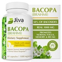 Jiva Botanicals Bacopa Monnieri 보충교재 순수한 1000mg 당 서빙 - 높은 Potency Bacopa Monnieri (Brahmi) & 정상 뇌, 초점, & 기억 지원을 위한 추출물 - Ayurvedic 허브 - 60의 캡슐