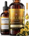 Lung Cleanse와 건강을위한 Mullein 잎 추출물 - Mullein Drops Made in USA - Lung Support Supplement - 초본 호흡 지원 - Mullein Extract Tincture 4 Fl Oz