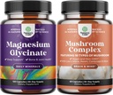 마그네슘 글리세린 캡슐 무기물과 Nootropic 뇌 초점 버섯의 뭉치 - 면역 지원 뼈 건강 계류 지원 - 설탕 균형과 정신 초점을 위한 10X 버섯 혼합