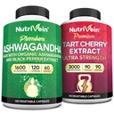 Nutrivein 프리미엄 Ashwagandha 캡슐 & 타트 버찌 캡슐 번들: 높은 흡수 타트 버찌 추출물과 Ashwagandha는 회복, 균형 및 활력을 보충합니다