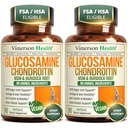 글루코사민 Chondroitin MSM – Glucosamine Sulfate 1500 mg, Chondroitin 및 MSM을 가진 여성과 남자를 위한 합동 지원 보충교재 – 연골, 합동 건강 및 융통성 – 2 팩, 채식주의자