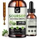 (2 팩) Soursop Graviola 액체 하락 1800mg의 세포 지원 & 재생, 면역 부스트, 휴식, 간결 및 수면, 초본 Goodness, 글루텐을 위한 98% 흡수 Soursop Bitters 액체, 1개 Fl Oz