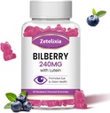 Lutein Gummmies 성인을위한 눈 건강 보충, Lutein & Zeaxanthin 보조 식품 아이 비타민 Gummies, Bilberry with Lutein for Promoting Eye & Vision - 60 Gummies