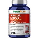 NusaPure 남극 Krill 기름 2000 mg 120 Softgels, Omega-3 EPA 360mg, DHA 240mg의 Krill 800ppm에서 sourced Soyfree Astaxanthin 보충교재