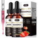 비타민 B12 액체 하락 이하 언어 10000 mcg, 트리플 B-12 복잡한 보충교재, 여성 & 남자를 위한 메틸 & Methylcobalamin 혼합, 계류 & 에너지 승압기, 대사 & 건강 지원, 2 팩
