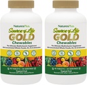 NaturesPlus Life Gold Multivitamin - 90 Chewable Tablets, Pack of 2 - 비타민 D3, B12, K2 및 120 개 이상의 전체 식품 - 혈액, 뼈 및 면역 지원 - 글루텐 무료 - 60 총 서빙