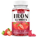 여성 및 남성을위한 철 Gummies 보충, 비타민 C, B12, Folate - 철 결핍을위한 혈액 빌더 및 에너지 지원 - 설탕 무료 딸기 맛, 60 구미