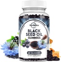 검정씨 기름 Gummies 유기 찬 압박된 Nigella Sativa 검정씨 기름 꿀, 비타민 B6, C, D3, 심황, 석류, 지원 Immunity, 소화, 뇌 기능, 머리 & skin-60 Gummies를 가진 기름