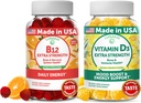 Lunakai 비타민 B12와 비타민 D3 Gummies 뭉치 - 3000 mcg B12와 25 mcg 1000 UI VIT D3 - 글루텐은, 옥수수 시럽 없음, 유기, 비 GMO의 식물 근거한 젤라틴 해방합니다