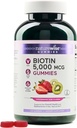 NatureWise Biotin Gummies - 건강한 머리, 피부 및 강한 손톱 지원 - 비타민 B7 5000mcg - 자연 아름다움 - Strawberry-Kiwi 맛 - Vegan, Non-GMO, 글루텐 무료 - 180 Count[90 Day Supply]