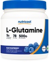 Nutricost L 글루타민 분말 (500 그램) (블루 라즈베리)
