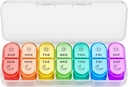 Weekly Pill 주최자 2 Times a Day - AM PM Pill 주최자 7 Daily Color-Coded Small Cases, Morning 및 Night Travel Pill Cases for Vitamins, Medicine 및 보충제
