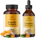 HERBAMA Boswellia 및 Turmeric 키트 - 2100 mg Boswellia Turmeric의 번들 & 블랙 페퍼 Tincture 2 fl oz - Vegan, Non GMO, Sugar & Alcohol-Free - 2 팩