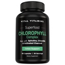 Vital Vitamins Chlorophyll 알약 - 바디 탈취 보충 - Spirulina, Chlorella, Organic Parsley, Mint 및 활성화 Charcoal로 만든 - Defeat Odor Naturally - 여성 및 남성 - 60 캡슐
