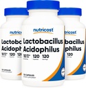 Nutricost Lactobacillus Acidophilus 10 억 CFU, 120 Veggie 캡슐 - Probiotic (3 병)