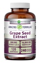 놀라운 수식 포도 씨앗 800 Mg 추출물 (20 : 1) | 16000 Mg Equivalent | Veggie 캡슐 | Non-GMO | 글루텐 프리 | 미국에서 제작 (240 Count)