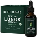 Betterbrand BetterLungs 건강 팩 - 더 나은 Lungs Detox Tea & Mullein Leaf Tincture Drops | (2) 매일 호흡 웰빙