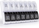 MERICARGO Am Pm Pill 주최자 7 일, 2 배는 일 큰 주간 알약 상자, 비타민, 물고기 기름, 보충교재를 위한 단추 매일 알약 케이스를 밀어넣습니다