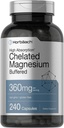 Horbäach Chelated 마그네슘 | 360mg | 240 캡슐 | 비 GMO & 글루텐 무료 보충