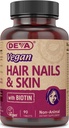 DEVA Vegan 머리, 못 & 피부 비타민 & Biotin, 보충교재, 90의 정제를 가진 무기물