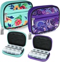 Serfeymi Weekly Travel Pill 주최자 Pill Case for Purse with Removable 7 Day Pill Box, 의학, 비타민, 보충교재를위한 유행 여행 의학 주최자 Pill Container - 녹색 01 + 보라색 01