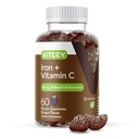 Viteey Iron Gummies - 비타민 C가있는 철 - 에너지, Bood 지원 및 여성 및 남성을위한 Anemia 보충 - Vegan, 글루텐 무료 - 60 개