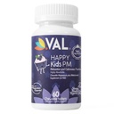 VAL Happy Kids PM | 마그네슘, 멜라토닌, 비타민 B6, C| 슈가프리 츄블 | 블루베리 요구르트 맛 | Non-GMO, 글루텐 프리 | 60 정제 | 나이 4