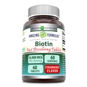 Amazing Formulas Biotin 10,000 mcg | 빠른 용해 정제 | Non-GMO | 글루텐 프리 보충교재 | 미국제(딸기 | 60개)