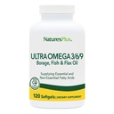 자연 플러스 울트라 오메가 3 6 9-1200 mg, 120 Softgels - Borage 오일, 물고기 오일, Flax 오일 보충 - 글루텐 - 120 서빙