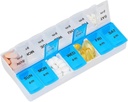 Pill 주최자 7 일, Pill Box 2 시간 하루 PM Pill 케이스, 주간 Pill 컨테이너 휴대용 여행 의학 상자 비타민 및 보충제 (블루 화이트)