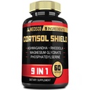 9in1 Cortisol 방패 - Ashwagandha & 마그네슘 글리세라이드, Rhodiola, Phosphatidylserine, L-Theanine, Licorice 뿌리, St. John 's Wort, Lions Mane - Mind & Mood, Restful Night Support - 60 캡슐