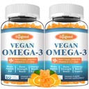 2 팩 Omega-3 Gummies 유력한 조류 오메가 근원, 부스트 뇌, 눈 & 면역 기능, DHA와 EPA Vegan & Sugar Free, 오렌지 풍미, 120 조사