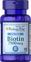 Puritan의 Pride Biotin 7500 mcg, 건강한 머리 지원, 100 조사, 100 조사 (1의 포장)