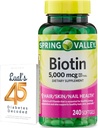 봄 밸리 Biotin 5000 mcg 240 조사, 머리 피부 못을 위한 규정식 보충교재, Lual의 45 Diabetes를 가진 여자 뭉치를 위한 머리 비타민