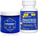 수면 + Magtech 마그네슘 보충 번들을위한 NATURAL STACKS Apigenin - 수면 및 두뇌 건강 지원 * - 300 총 캡슐