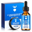 Beard Growth Oil & Beard Balm - 남자를위한 2X 농축 Biotin, Argan Oil, Jojoba Oil 및 Vitamin (샌달우드)의 천연 성분을 가진 Beard Growth Kit