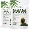 Earth Circle Organics Spirulina Powder, Kosher, Raw 및 Non-Irradiated | 순수 채식 단백질 | 아미노산 및 산화 방지제의 우수한 에너지 Superfood - (8oz - 2Pack)