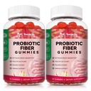 성인 및 청소년을위한 9-in-1 Probiotic 섬유 Gummies 16G 섬유, 5 억 CFU Bacillus Coagulans, Inulin, Digestive, Gut & Immune Wellness - 2 병