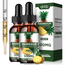 (2 팩) 마그네슘 글리세라이드 보충교재, 액체 마그네슘 글리세라이드 액체 하락 500mg 지원 긴장 기복, Relaxation, 계류, 잠, 뼈 & 근육 4 Fl Oz, 채식주의자, 파인애플 풍미