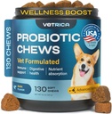 개를위한 Probiotics - 소화 및 Gut 건강, 치과, 면역 시스템 지원을위한 개 Probiotic Chews - Chewable Prebiotic Soft Treats - Wild Yam, Yeast Powder - Diarrhea 및 Bowel Support Supplement