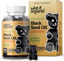 Wild & Organic Black Seed Oil Gummies 2000mg - 헤어 피부와 손톱 지원 w / Cumin Oil - Nigella Sativa - 면역을위한 검은 씨앗 Gummies - 60 Omega 3 6 9 Chews