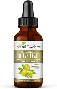 초본 Goodness 올리브 잎 추출물 액체 1oz - 면역성이 있는 부스트를 위해, Cadiovascular 지원, Cognitive 웰빙, 개량한 피부 건강 및 소화한 안락 - 1개의 병