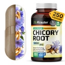 BIO KRAUTER Chicory 섬유 보충교재 - 1200 mg 힘 - 250 조사 - Chicory 뿌리 분말 - 소화 지원을 위한 Inulin 캡슐 - Vegan