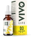 Vivo Life - 비타민 D3 K2, 50ml 액체 복합 드롭, D3의 2000iu, 남성과 여성을위한 Vegan 건강 보충, 100 서빙